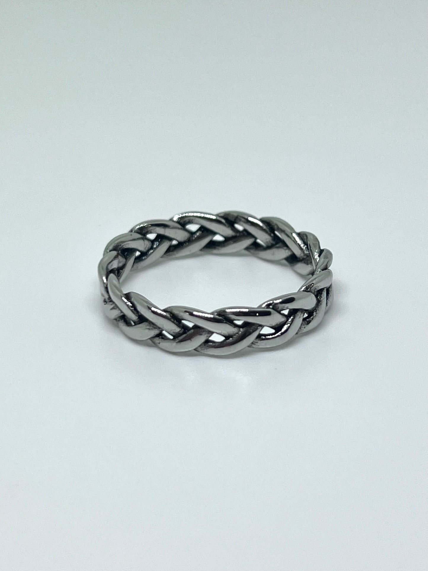 Silver Single Braid Stainless Steel Ring