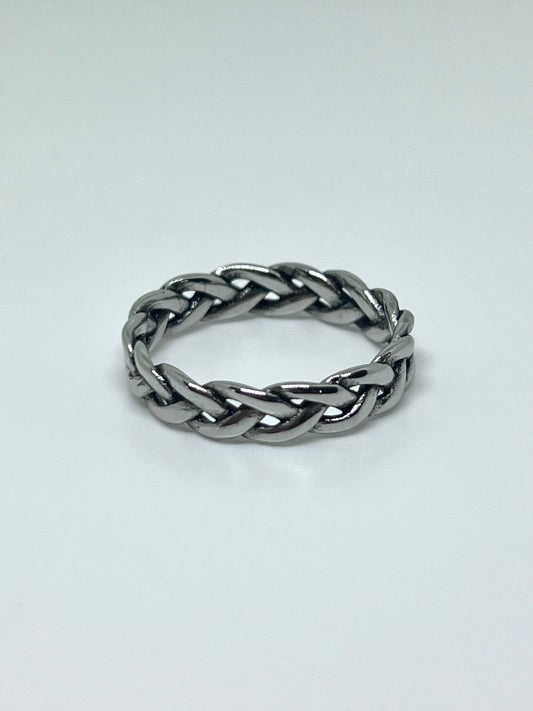 Silver Single Braid Stainless Steel Ring