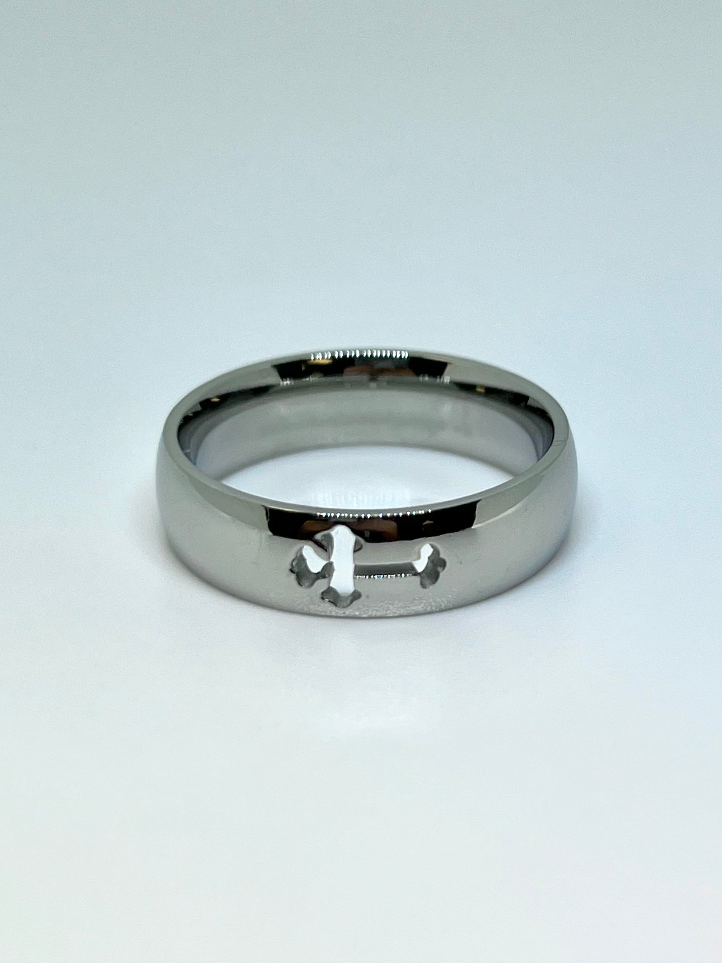 Silvery Polished Stainless Steel Cross Ring