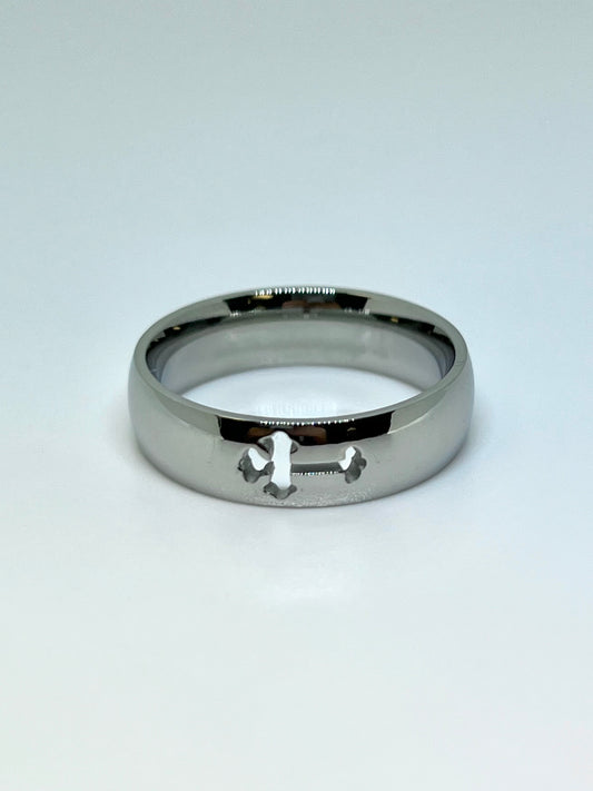 Silvery Polished Stainless Steel Cross Ring