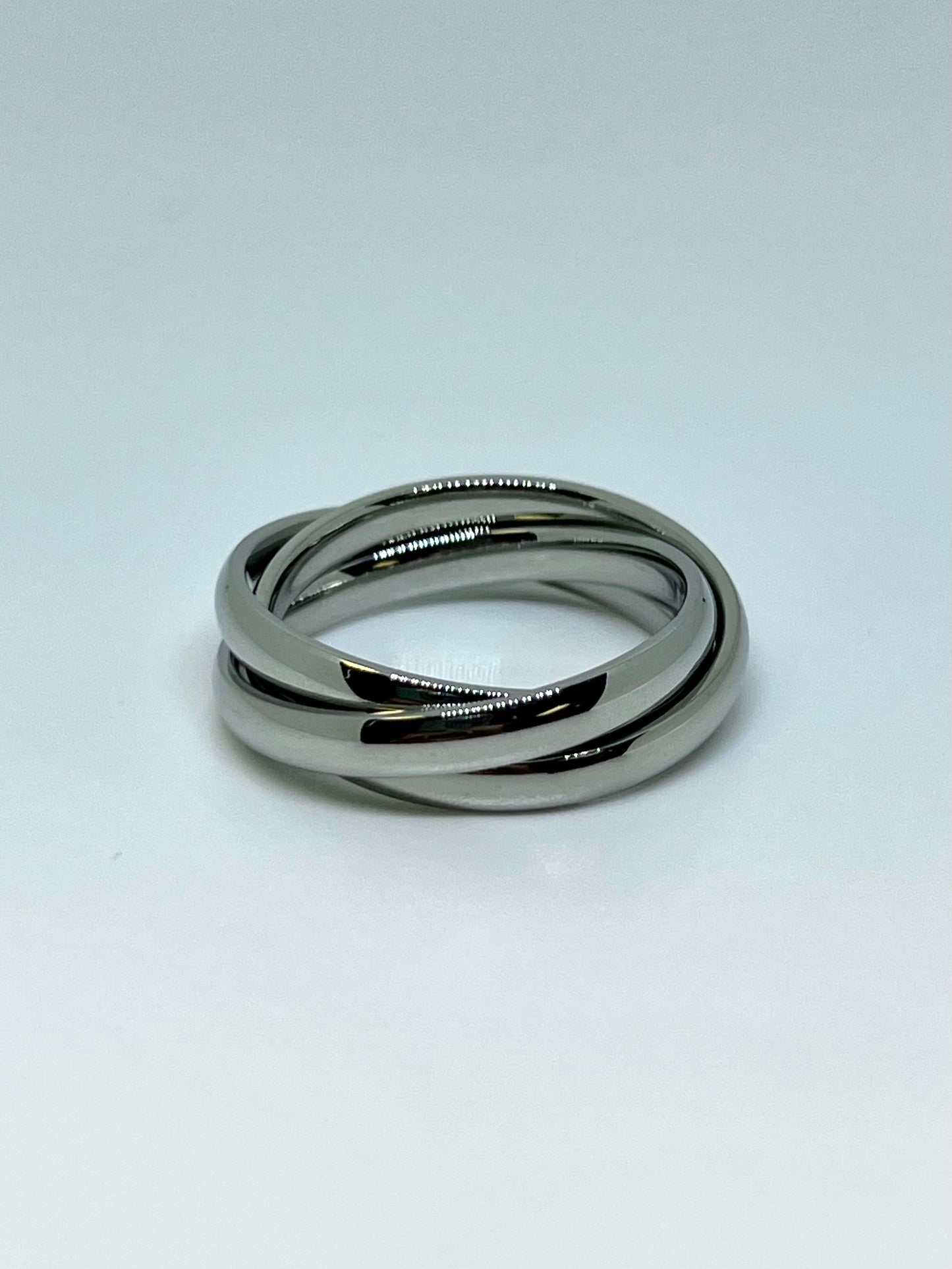 Silvery Stainless Steel 3-Band Ring