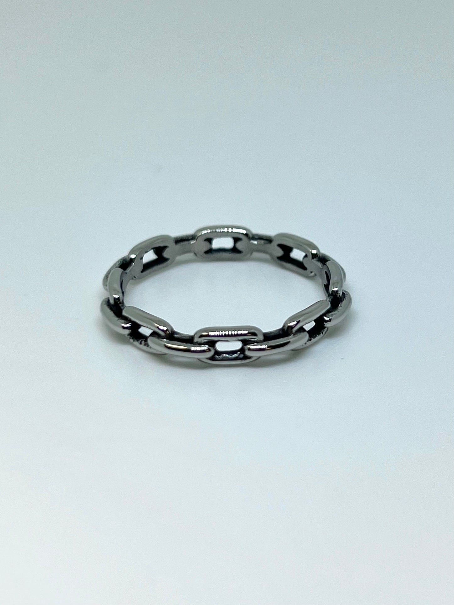 Silvery Stainless Steel Chain Link Ring