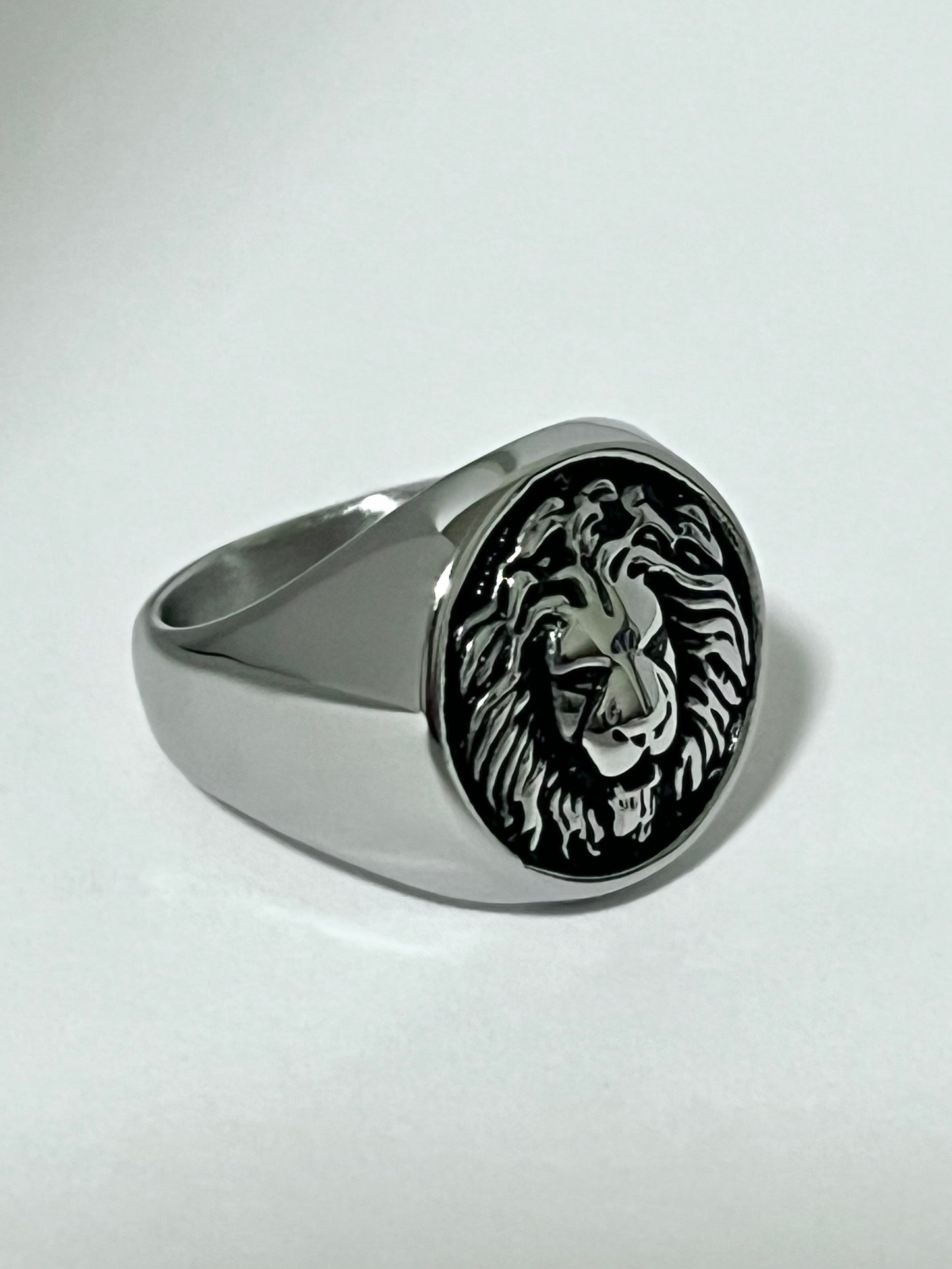 Silvery Stainless Steel Lion Signet Ring