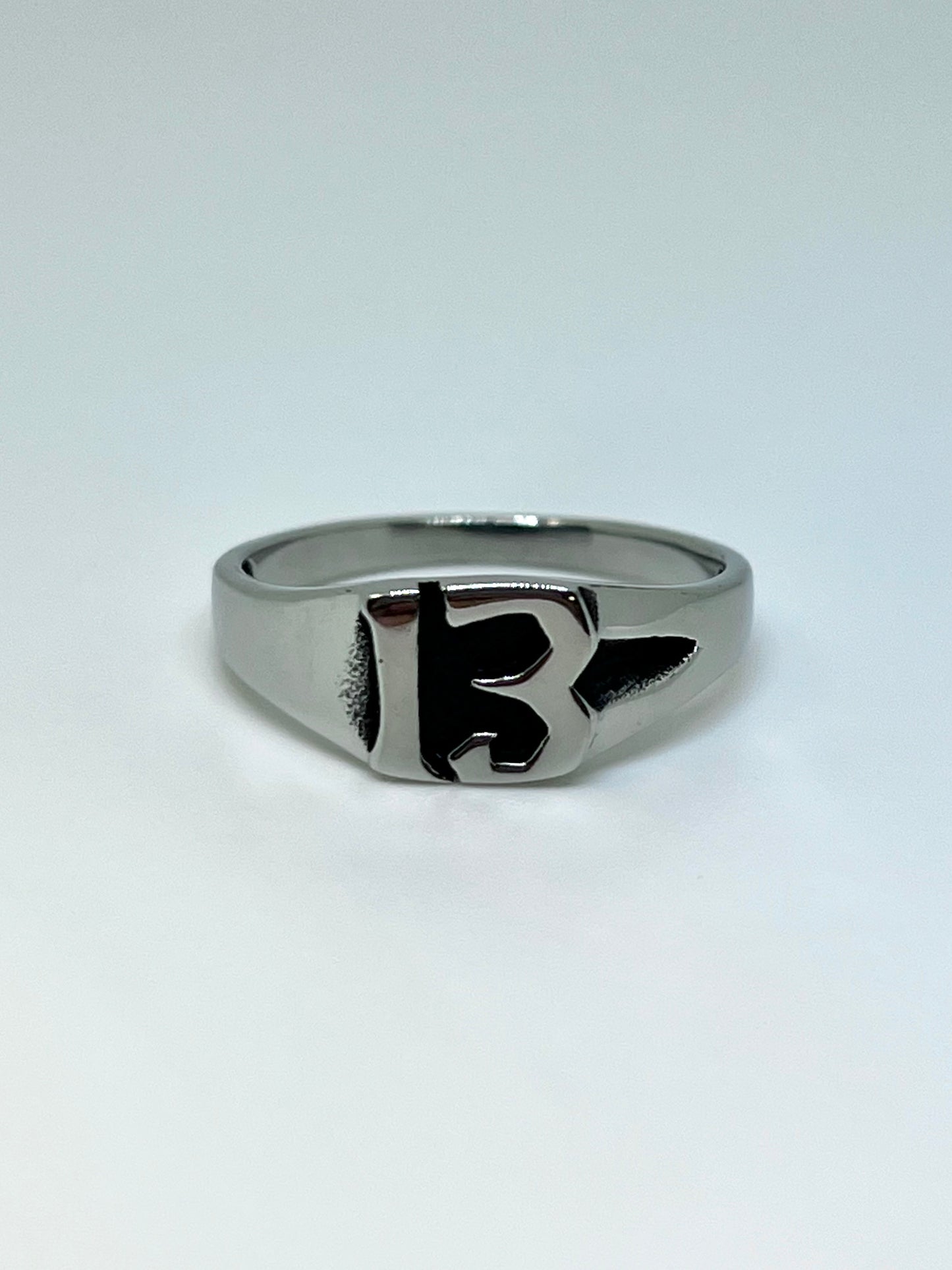 Silvery Stainless Steel Number Thirteen Ring