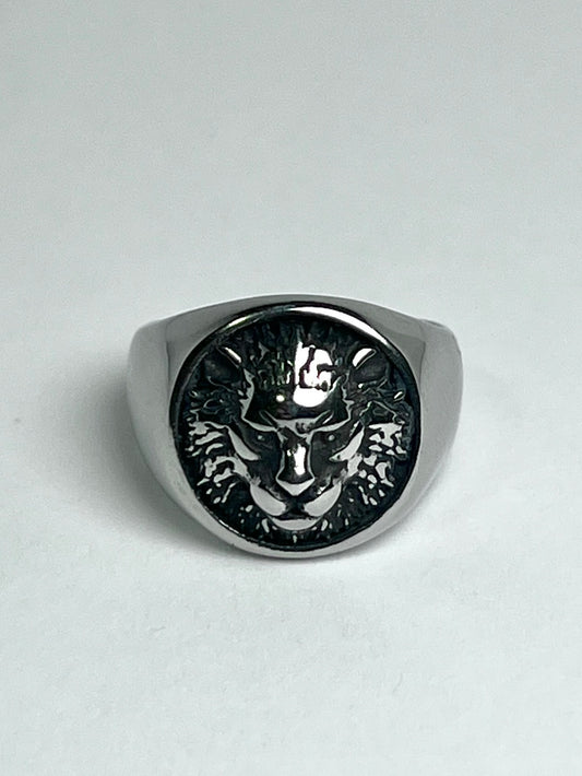 Silvery Stainless Steel Lion Ring