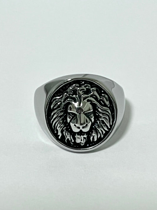 Silvery Stainless Steel Lion Signet Ring