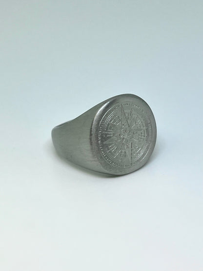 Brushed Compass Ring