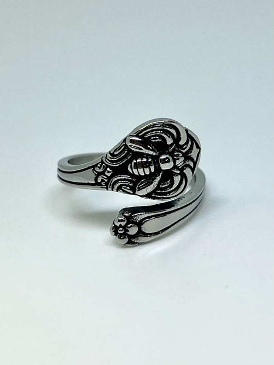 Silvery Stainless Steel Bee Spoon Ring