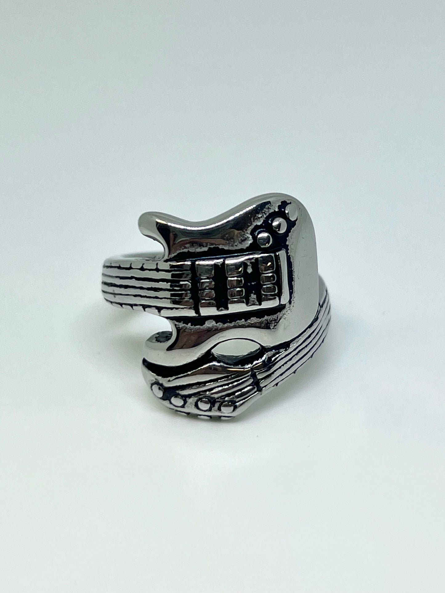 Silvery Stainless Steel Guitar Ring