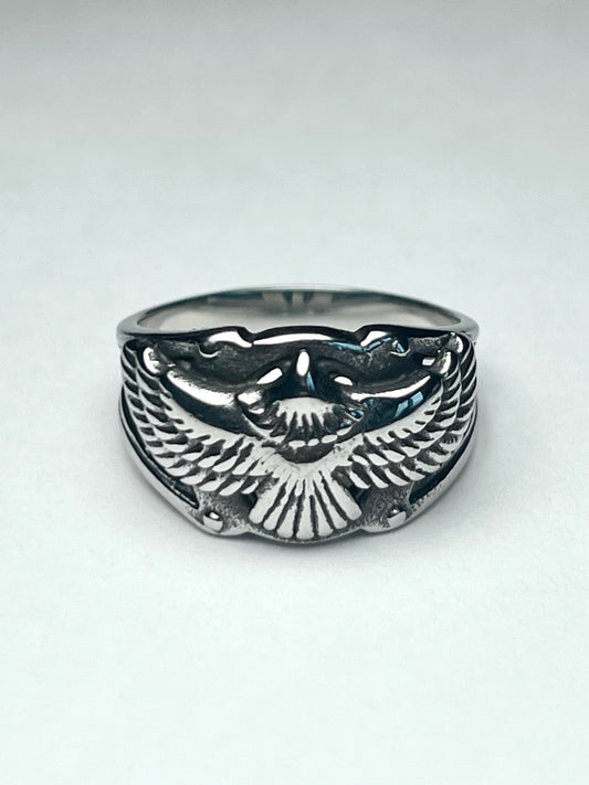 Silvery Stainless Steel Eagle Ring