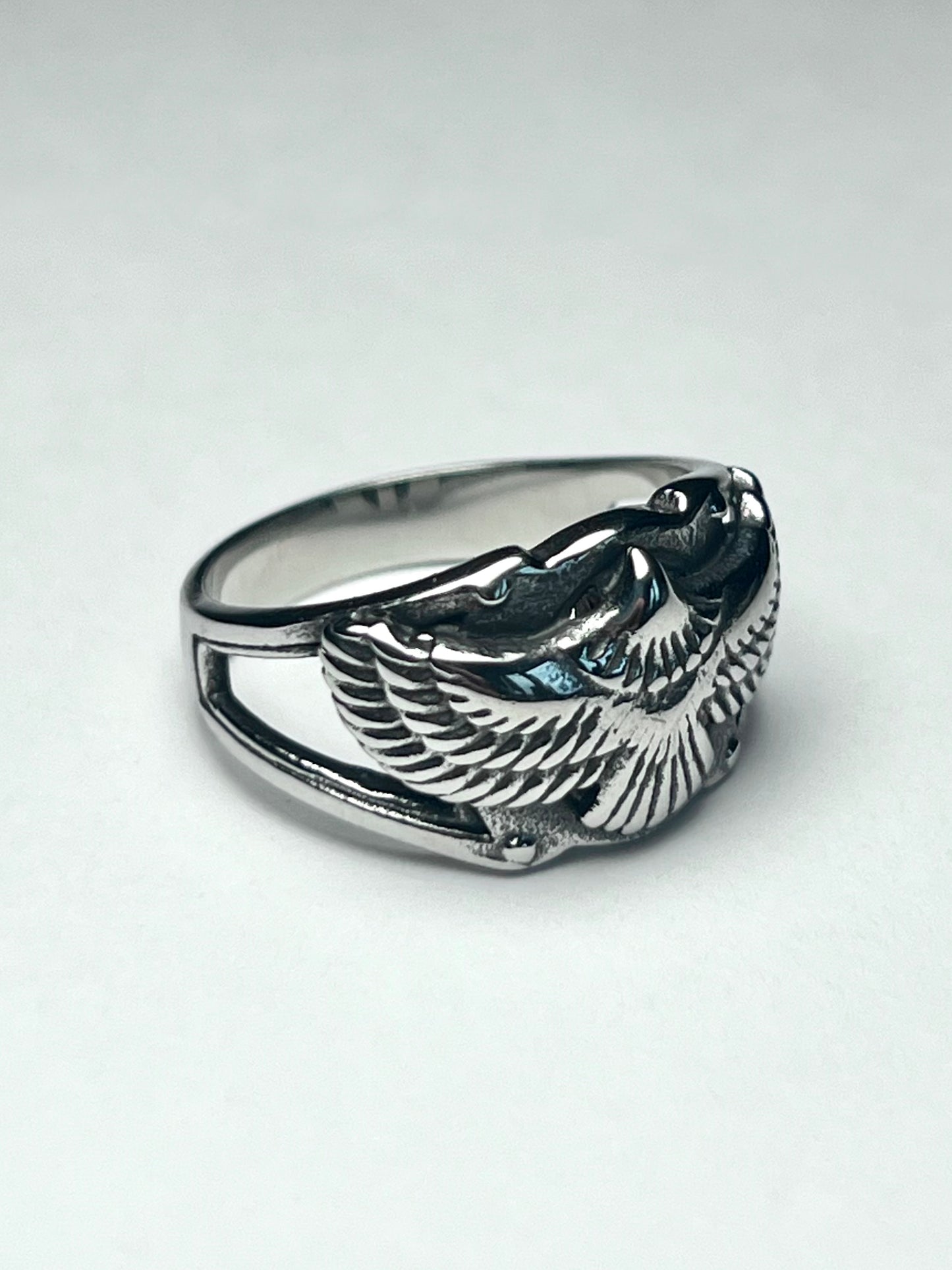 Silvery Stainless Steel Eagle Ring