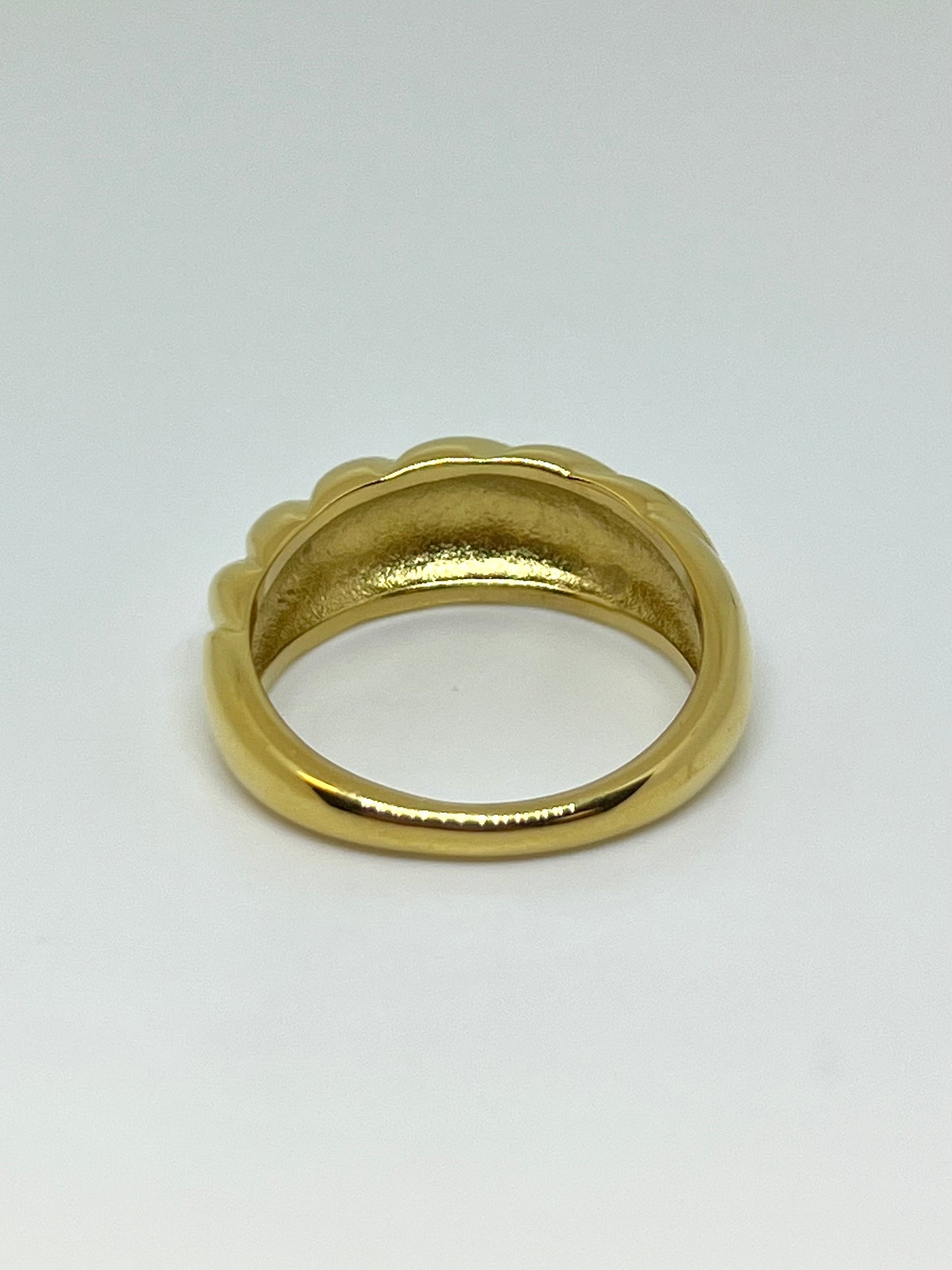 Golden Stainless Steel Twisted Chunky Ring