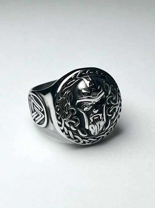 Silvery Stainless Steel Nordic Odin Ring