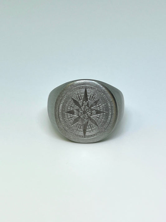 Brushed Compass Ring