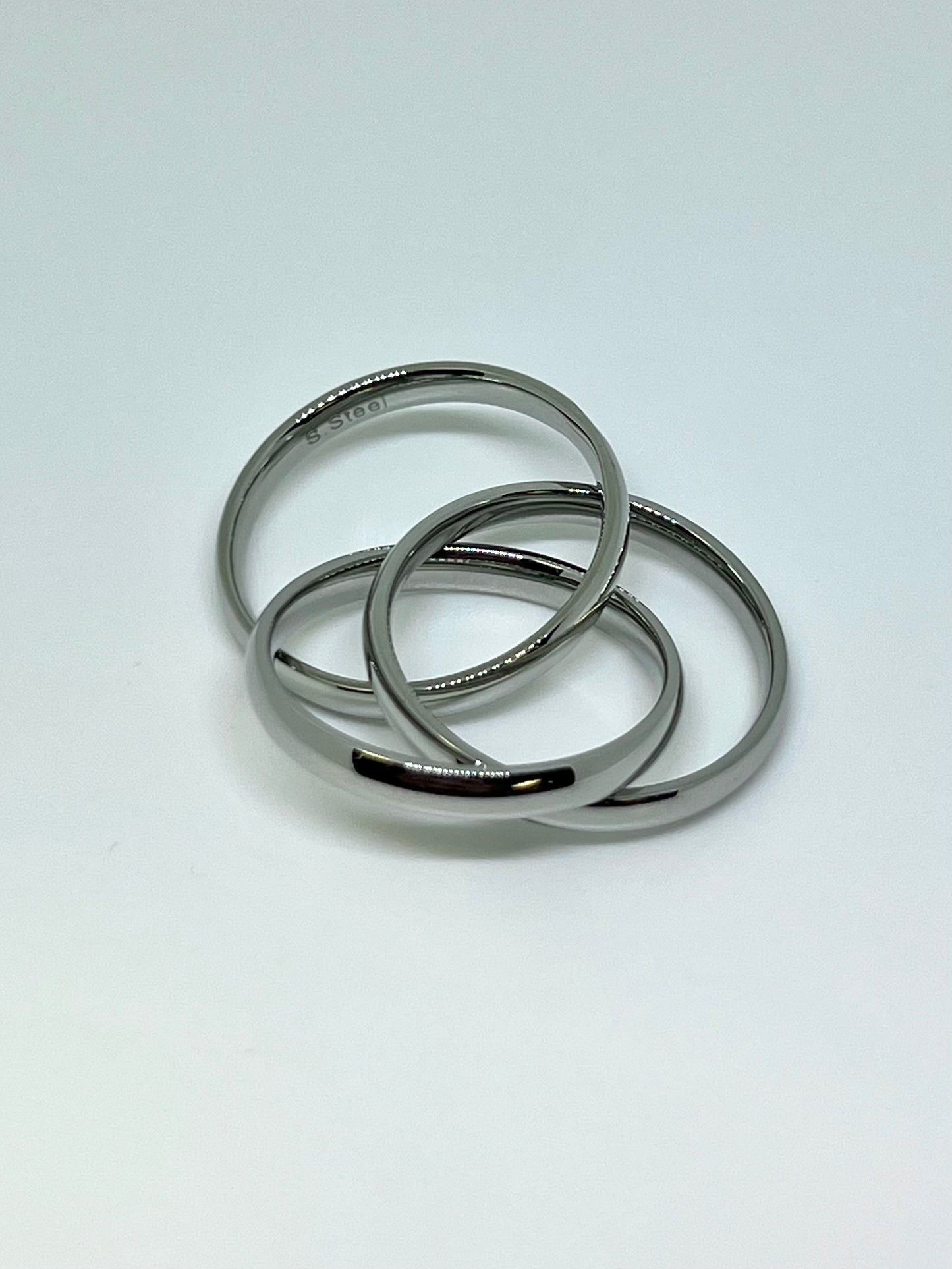 Silvery Stainless Steel 3-Band Ring