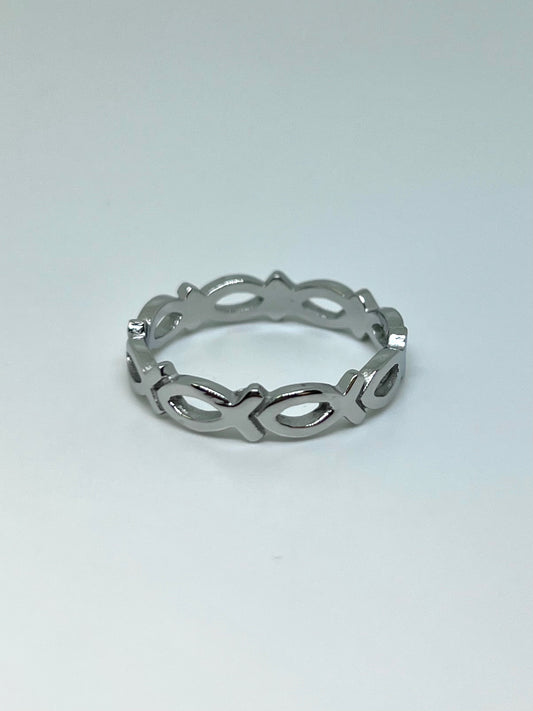 Silvery Stainless Steel Tiny Fish Ring