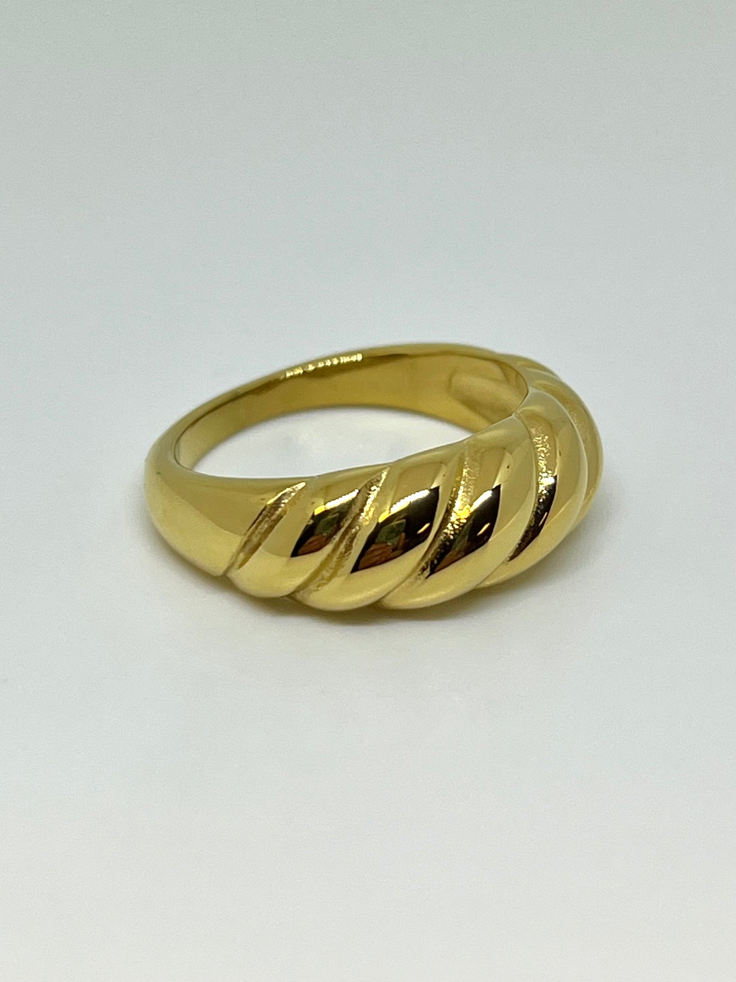 Golden Stainless Steel Twisted Chunky Ring