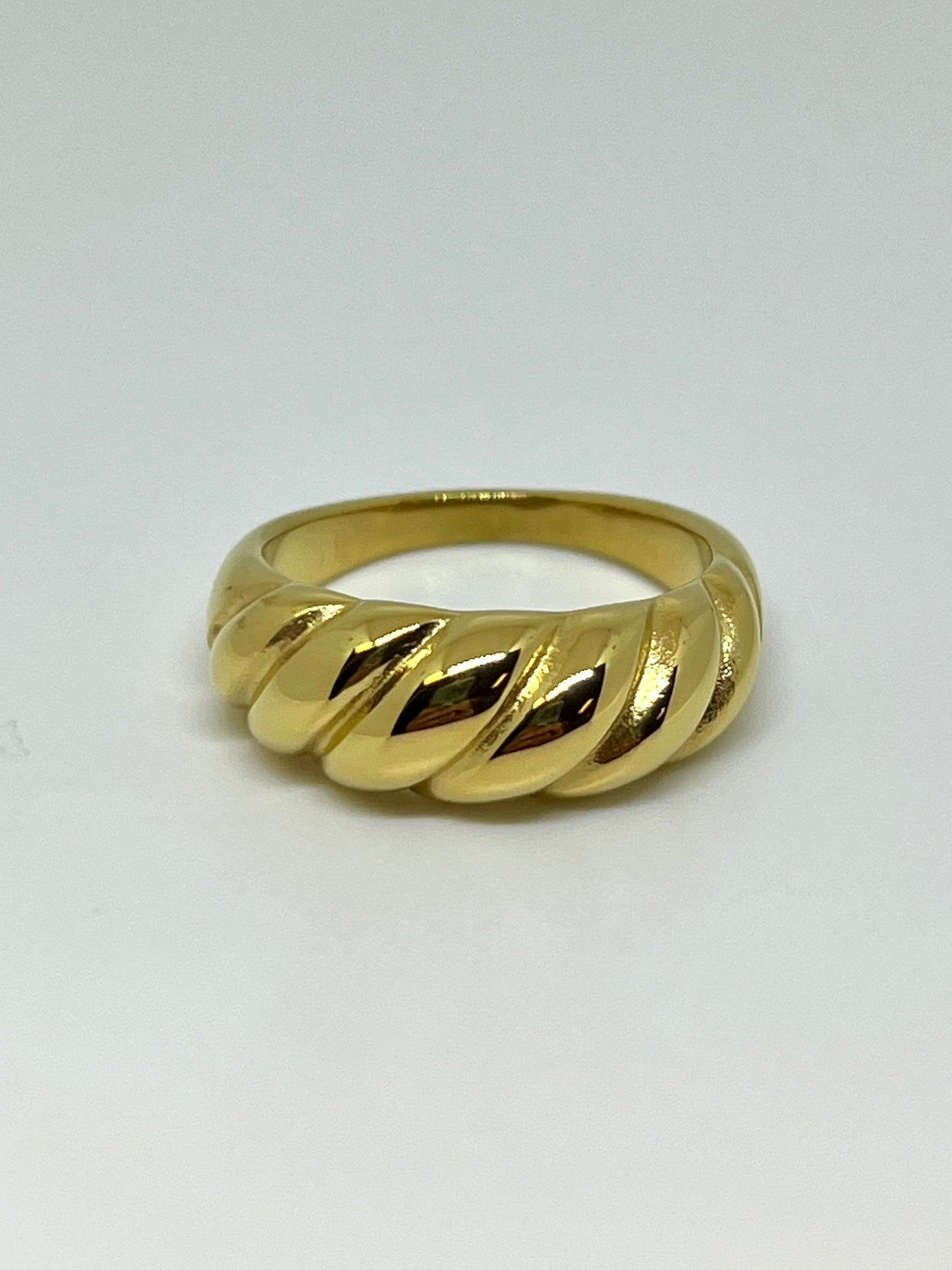 Golden Stainless Steel Twisted Chunky Ring