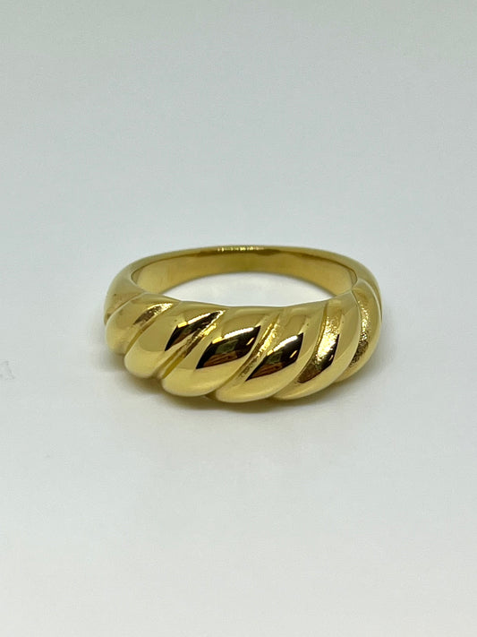 Golden Stainless Steel Twisted Chunky Ring