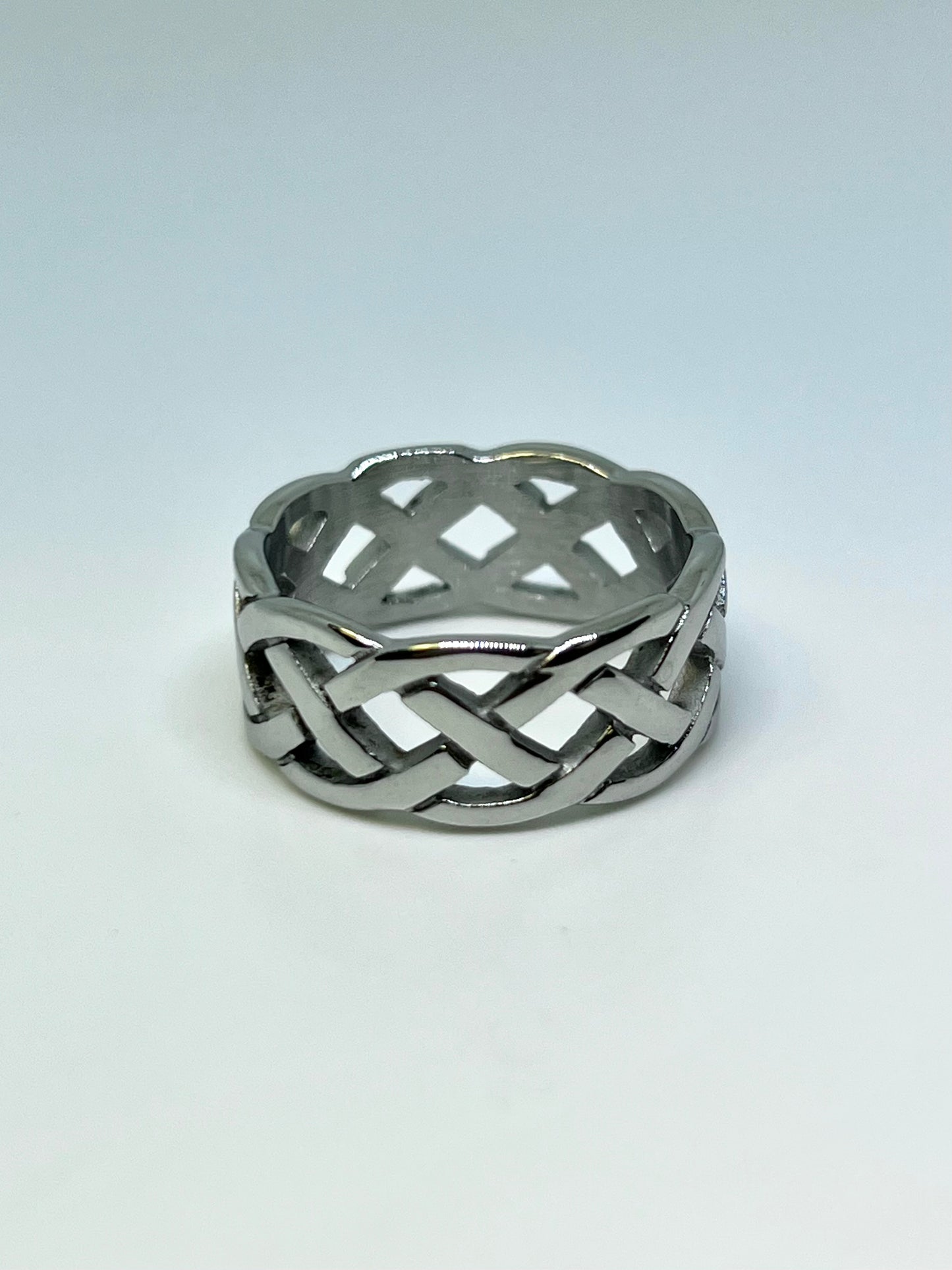 Silvery Stainless Steel Lattice Ring