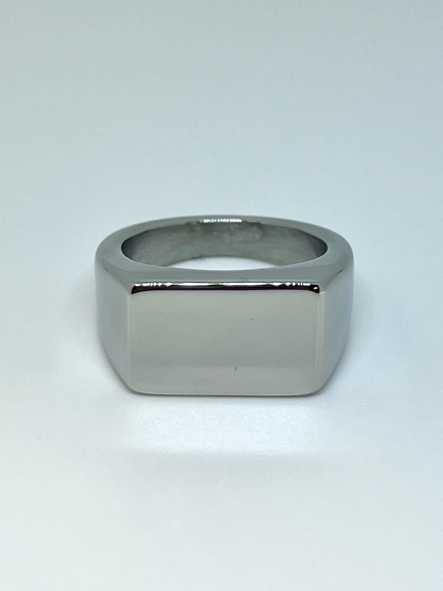 Silvery Stainless Steel Rectangular Signet Ring