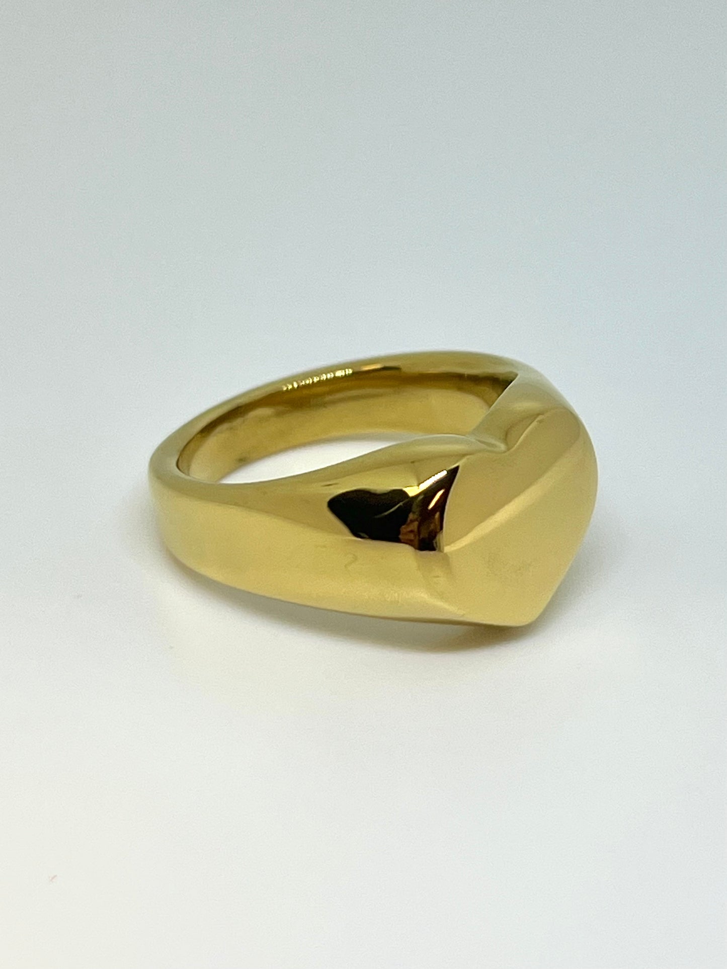 Golden Stainless Steel Heart Ring