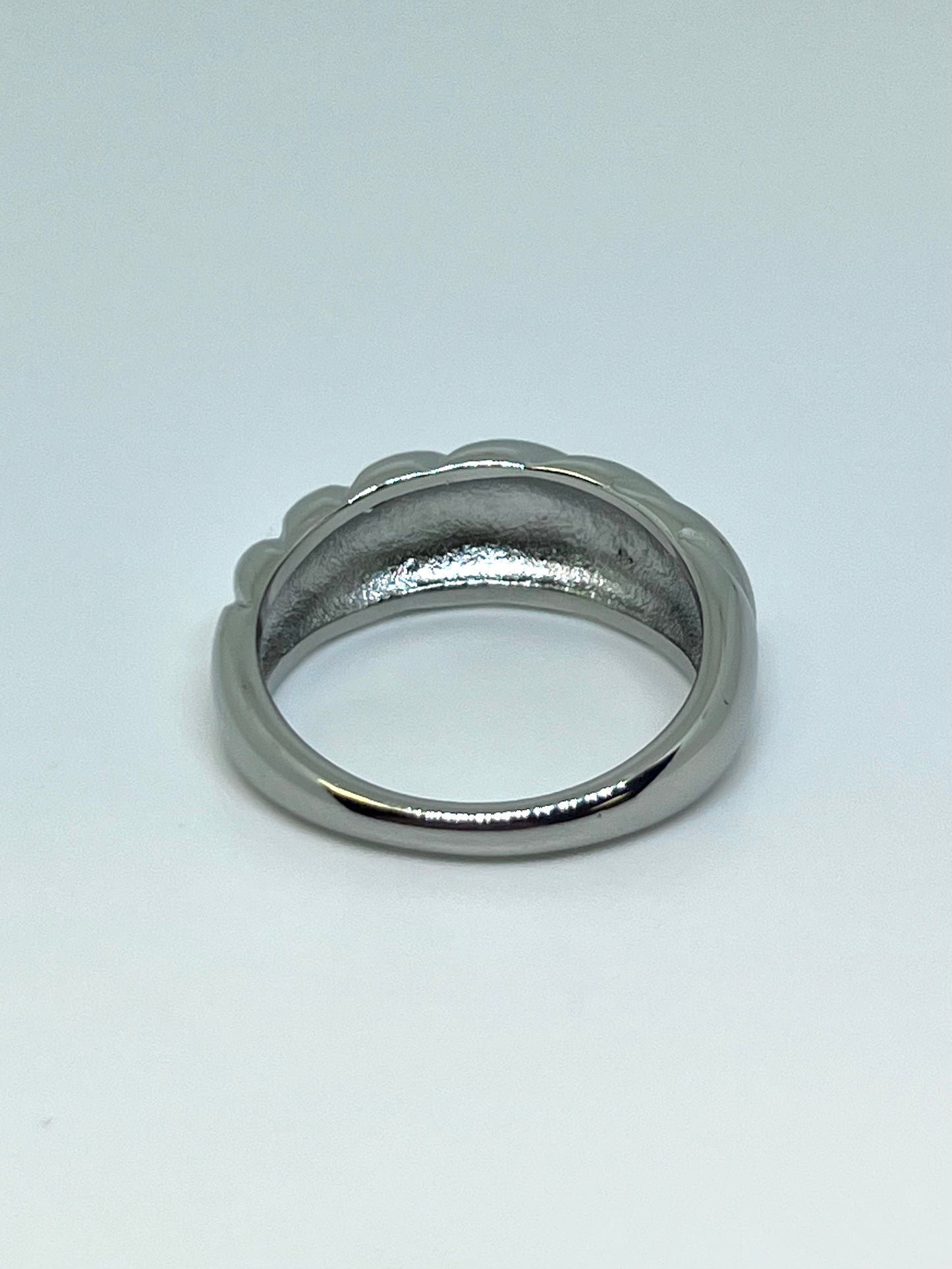 Silvery Stainless Steel Twisted Chunky Ring