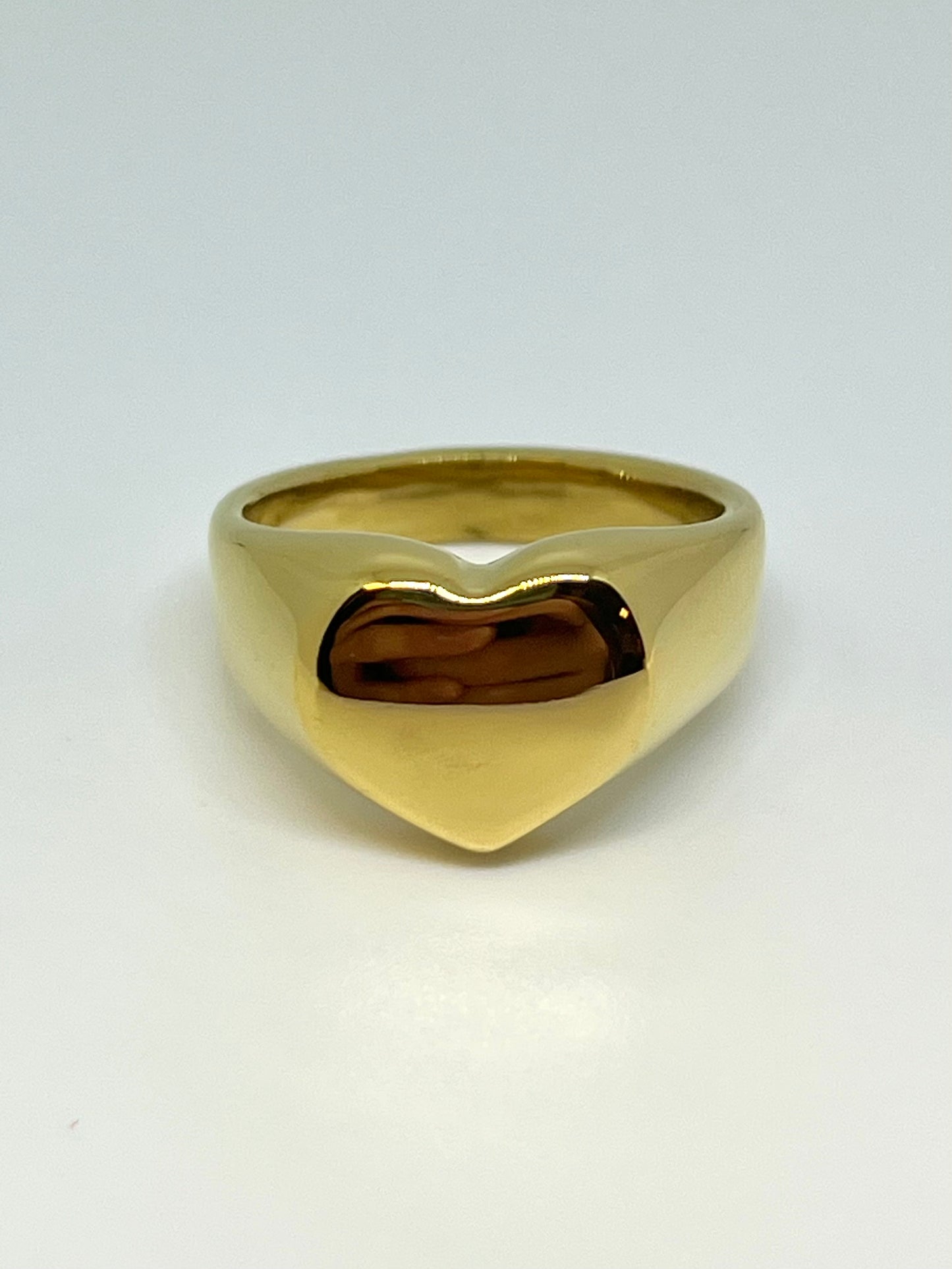 Golden Stainless Steel Heart Ring