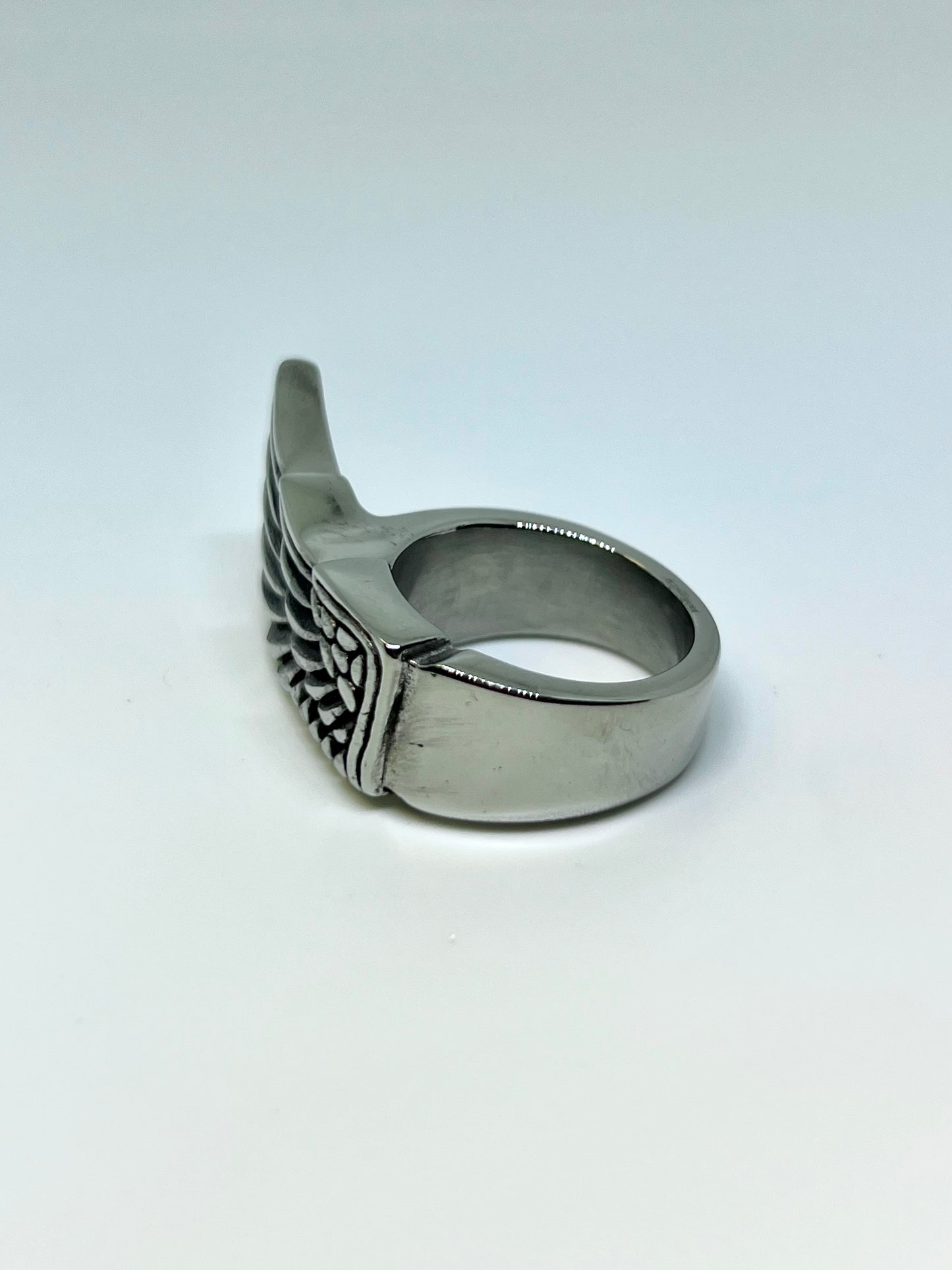 Silvery Stainless Steel One Wing Ring