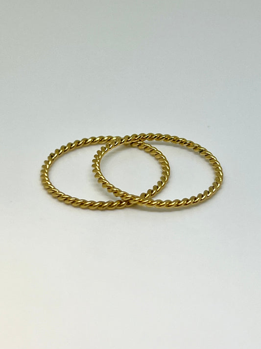 Two Golden Stainless Steel Stackable Rings