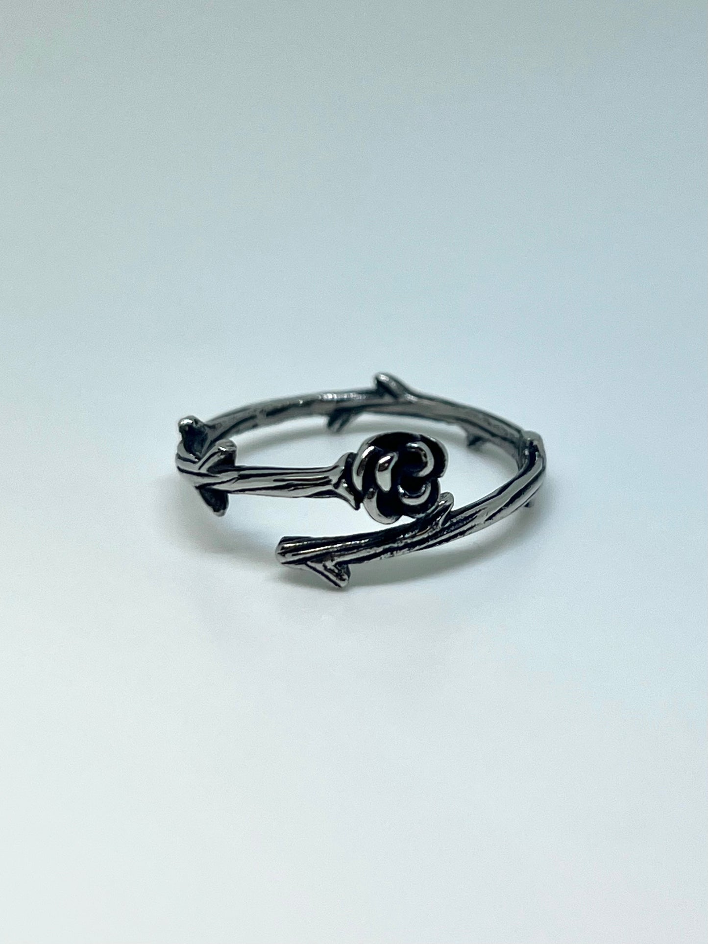 Silvery Stainless Steel Rose Thorn Ring