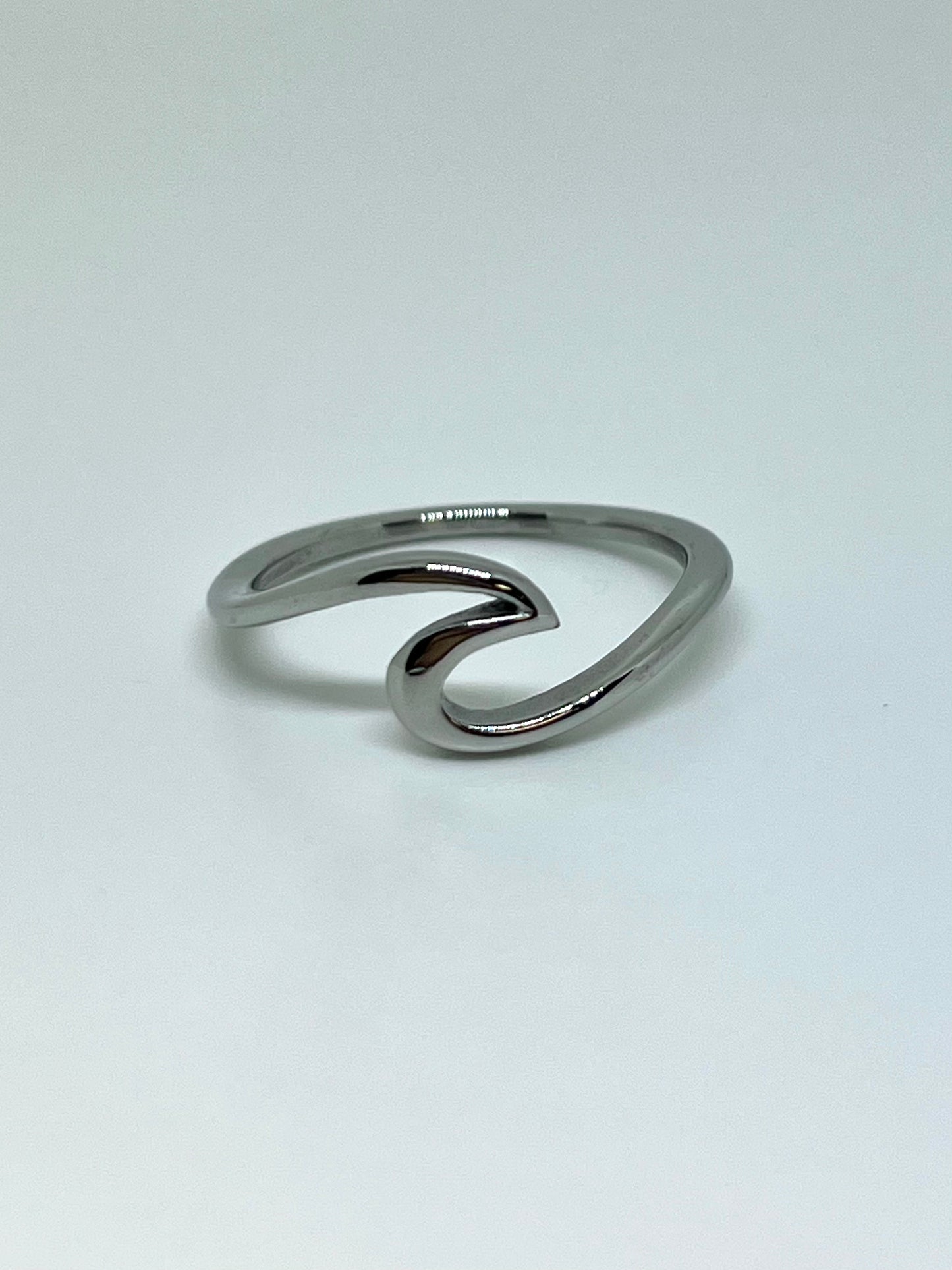 Silvery Stainless Steel Wave Ring