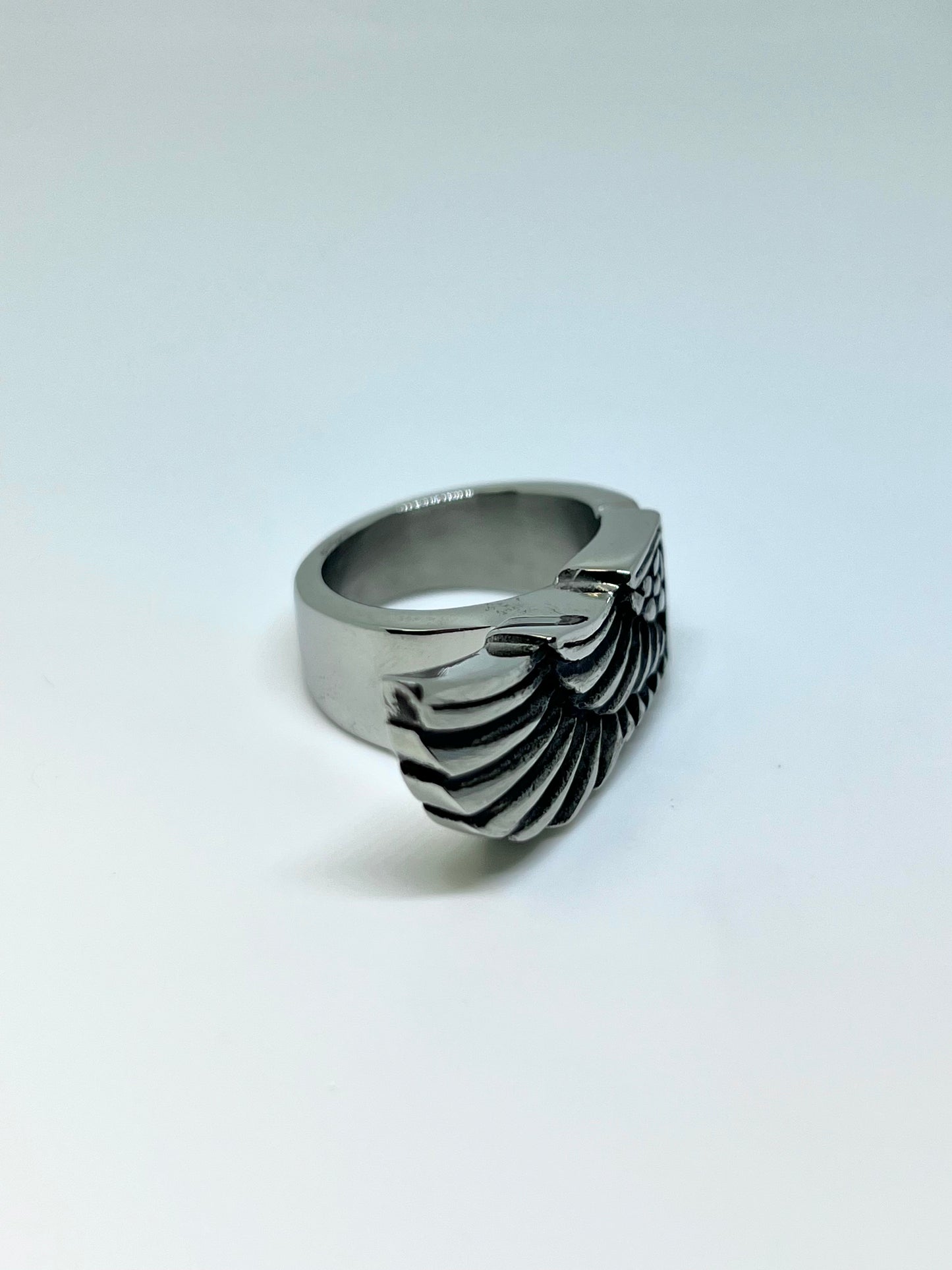 Silvery Stainless Steel One Wing Ring