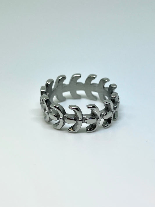 Silvery Stainless Steel Spine Ring