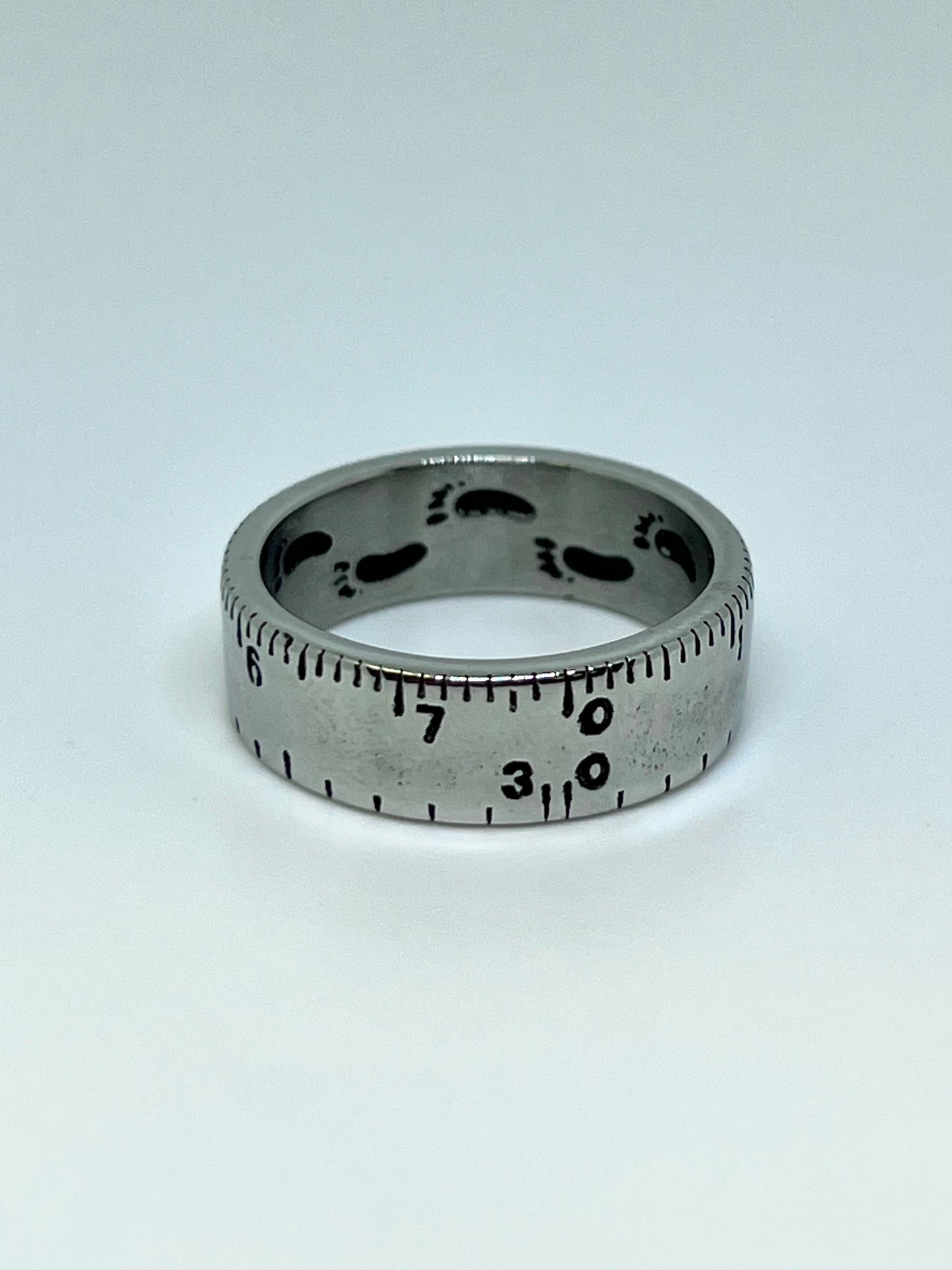 Silvery Stainless Steel Ruler Ring