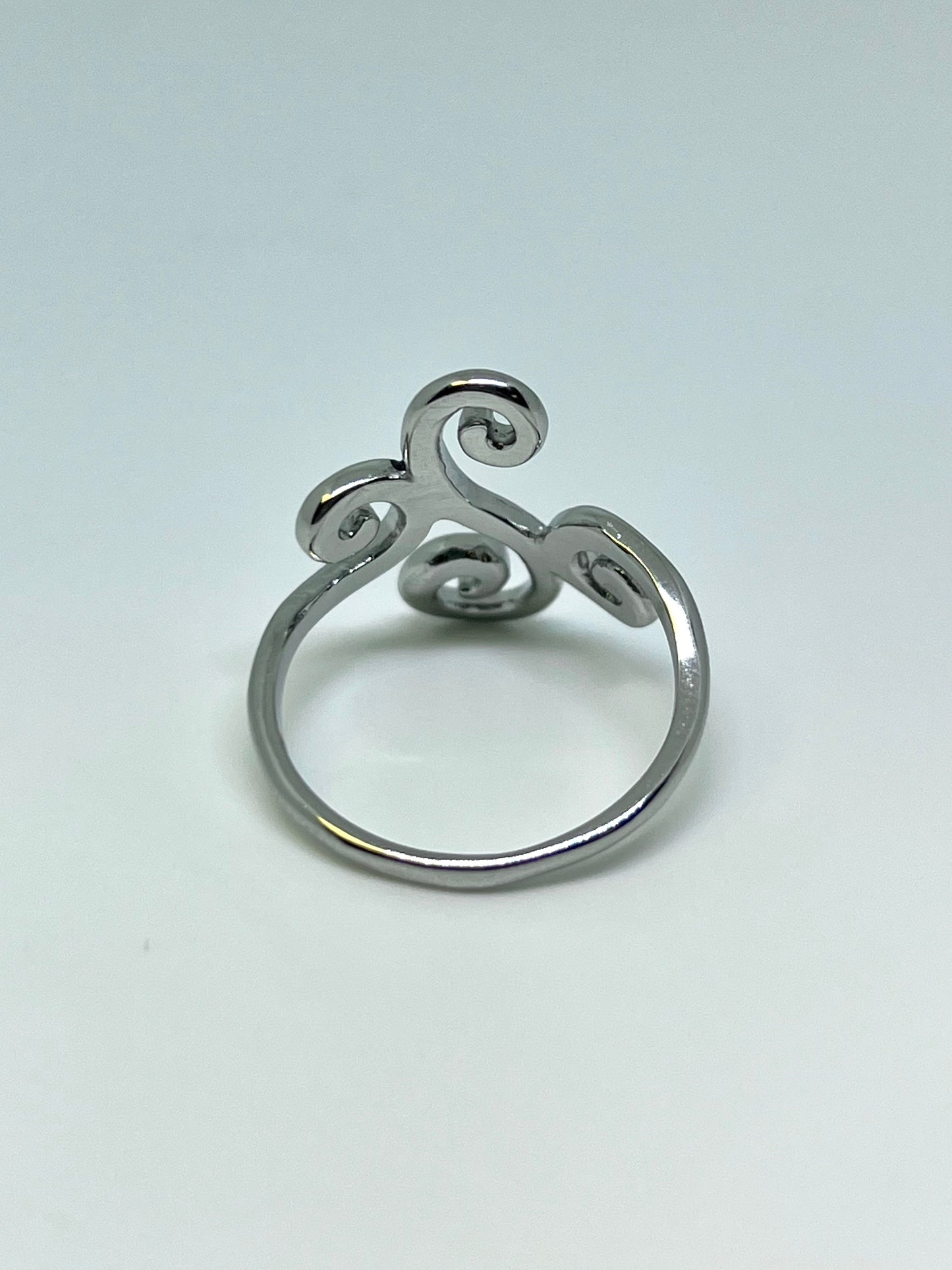 Silvery Stainless Steel Multi Swirl Ring