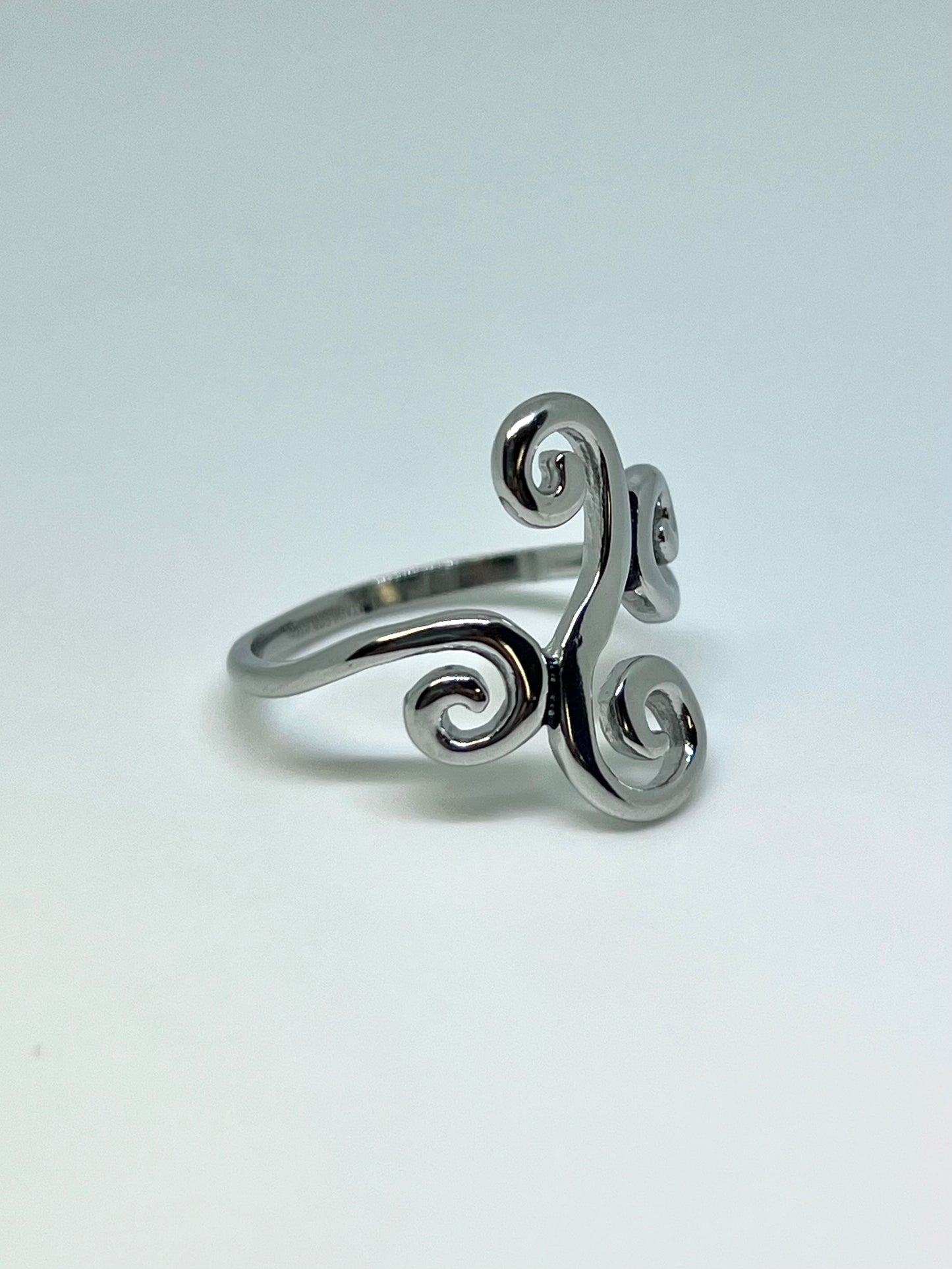 Silvery Stainless Steel Multi Swirl Ring