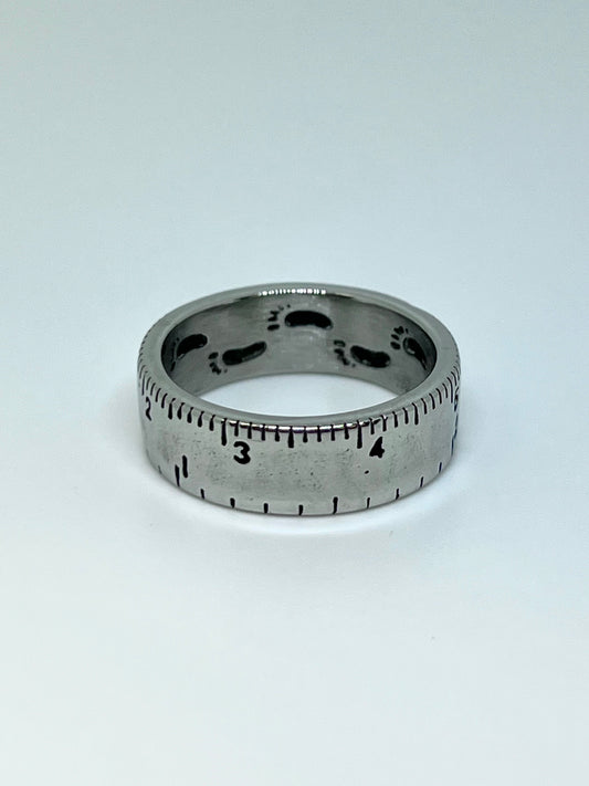 Silvery Stainless Steel Ruler Ring