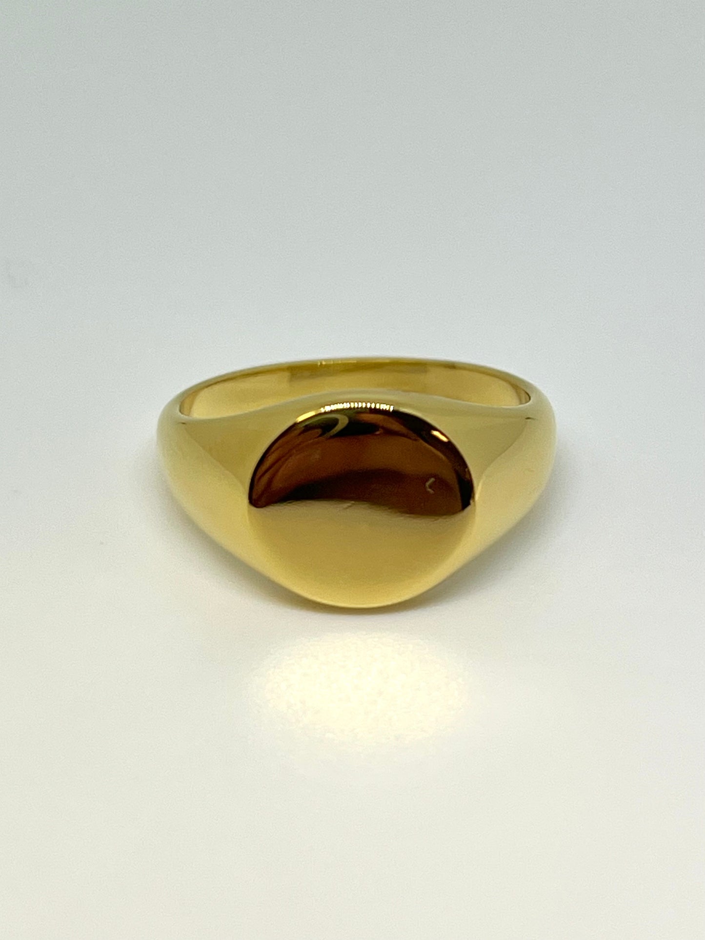 Golden Stainless Steel Circular Signet Ring