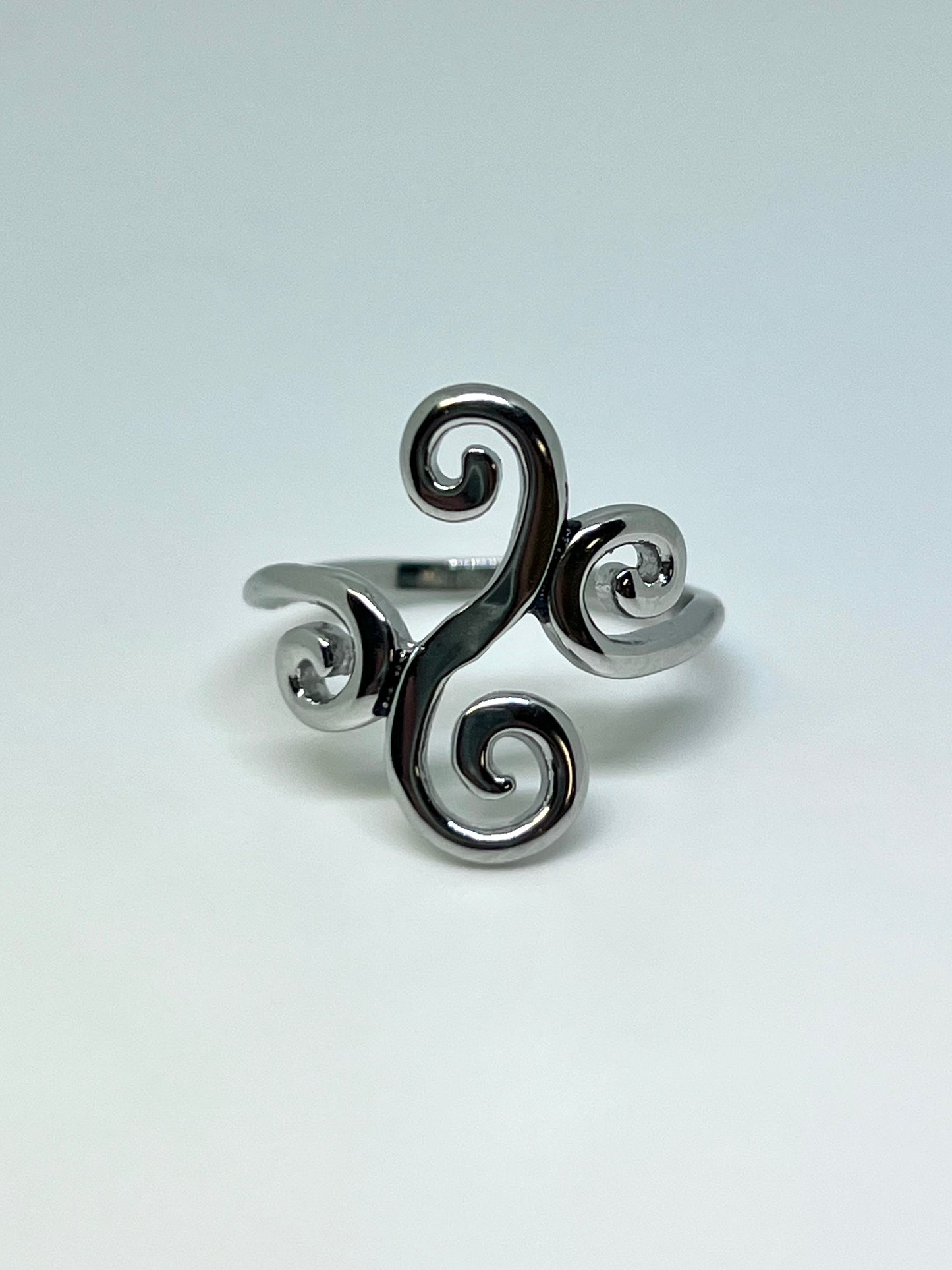 Silvery Stainless Steel Multi Swirl Ring