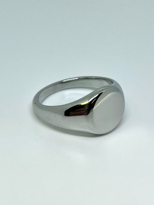 Silvery Stainless Steel Circular Signet Ring