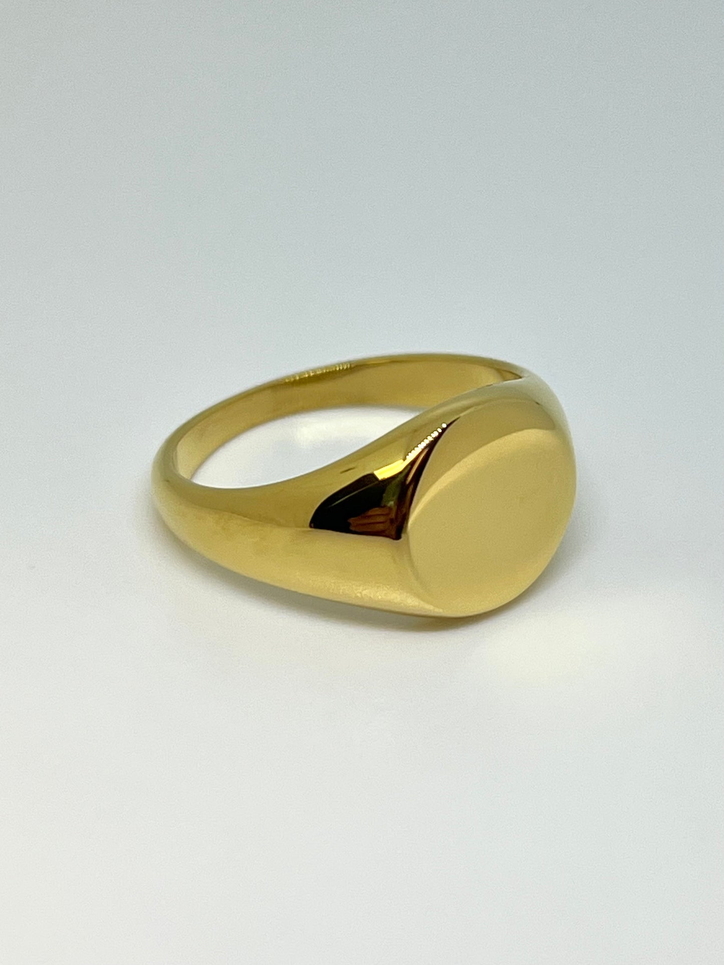 Golden Stainless Steel Circular Signet Ring