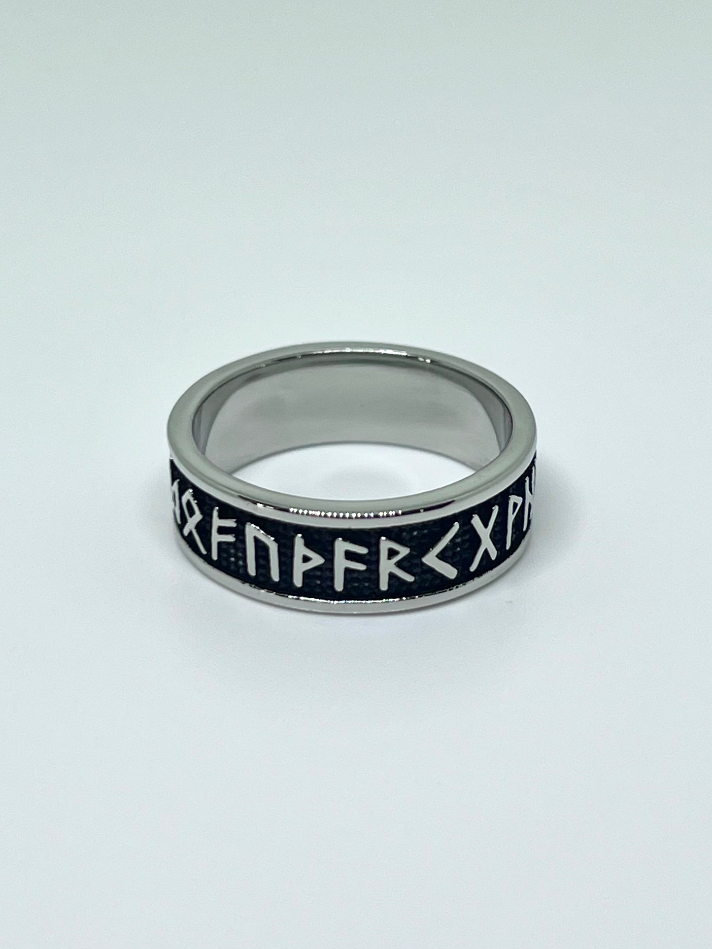 Silvery Stainless Steel Runic Letter Ring