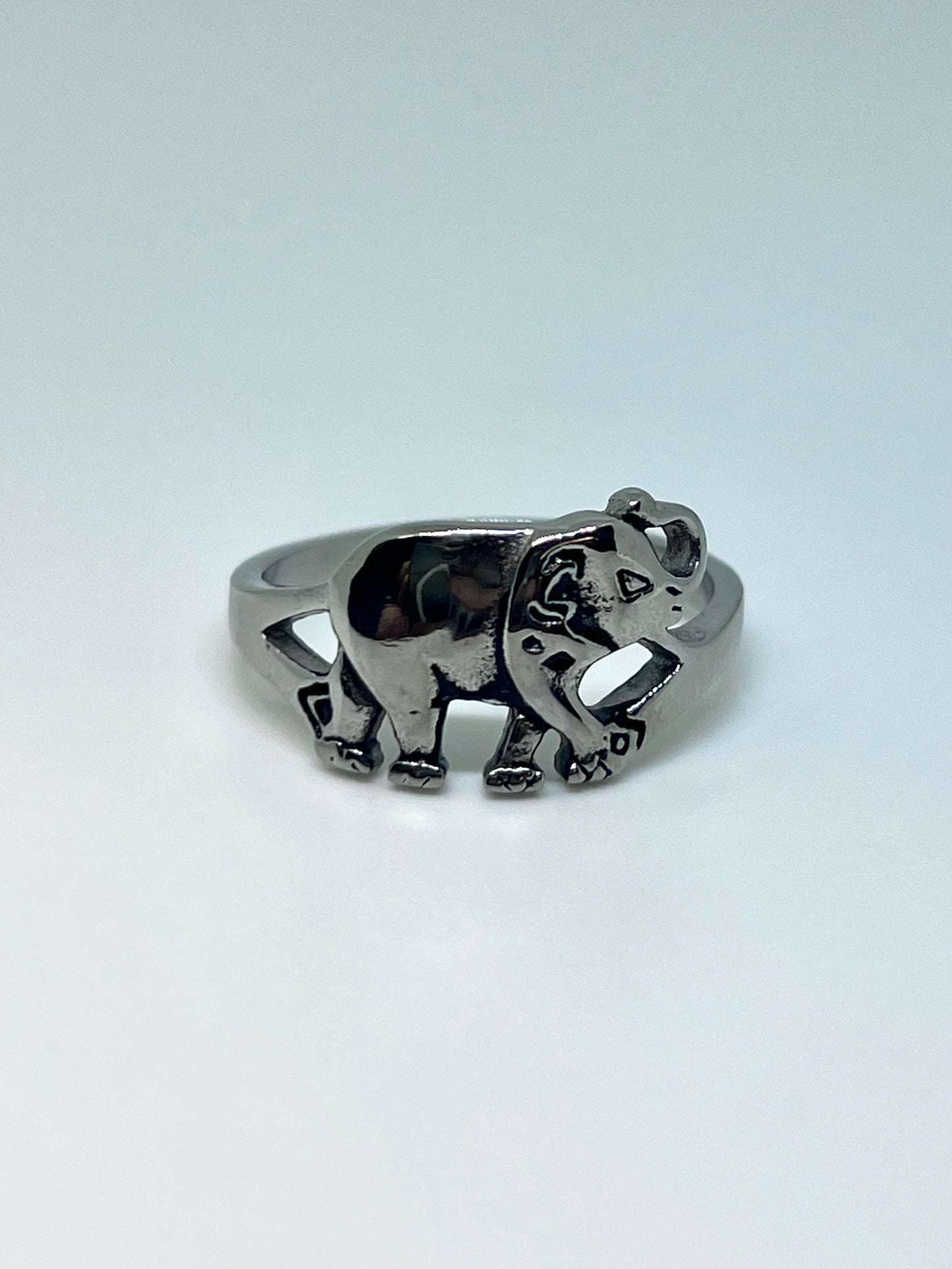 Silvery Stainless Steel Elephant Ring