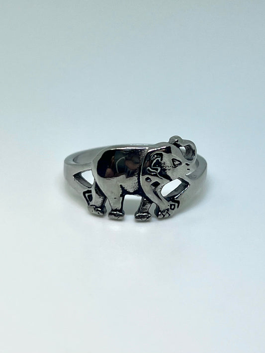 Silvery Stainless Steel Elephant Ring