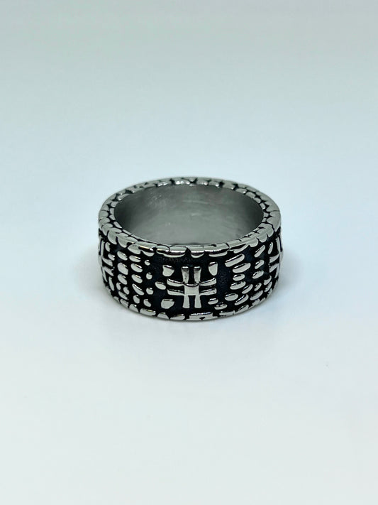 Silvery Stainless Steel Stone Wall Ring