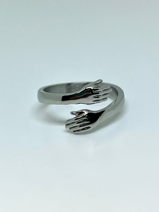 Silvery Stainless Steel Hug Ring