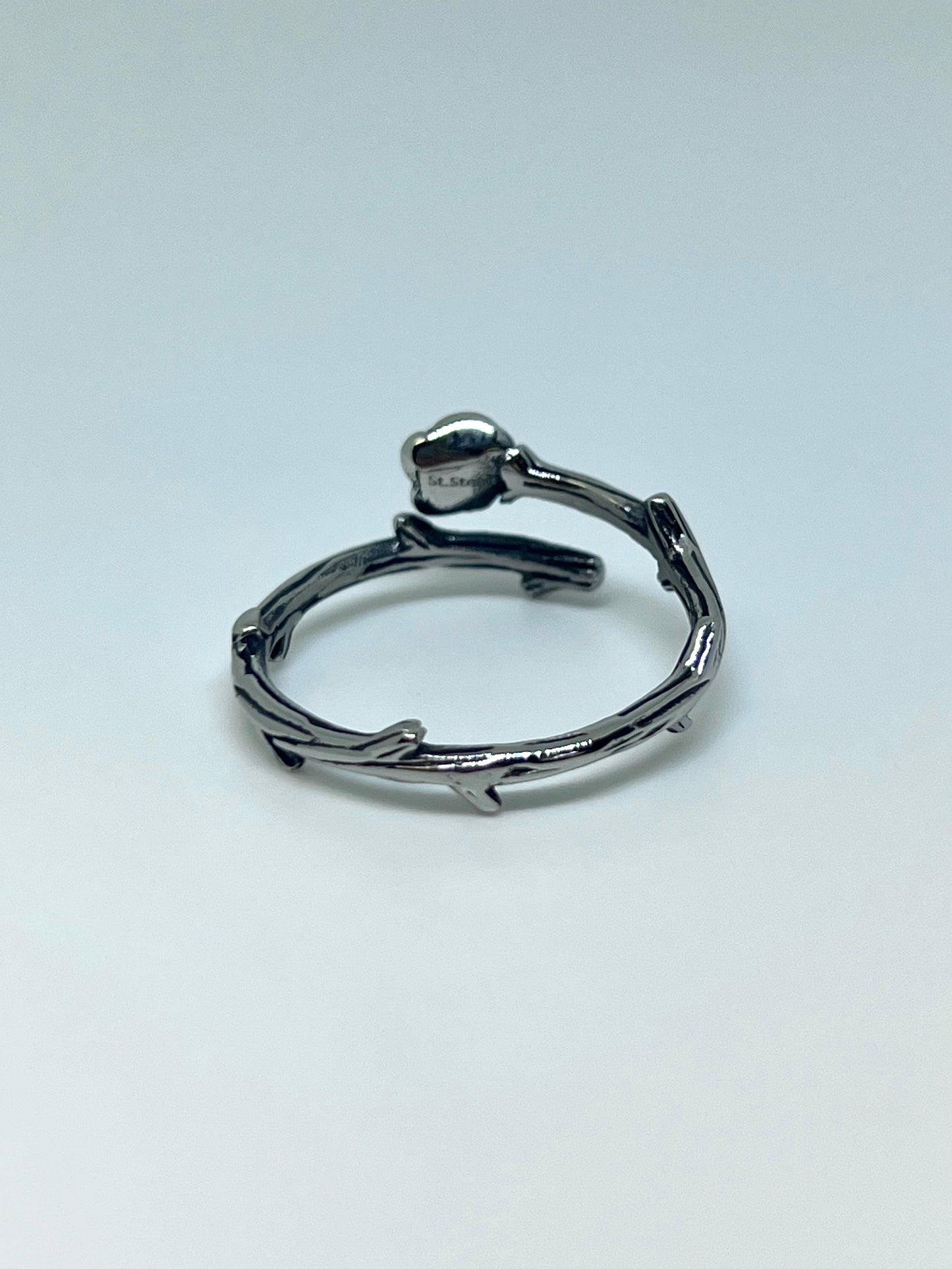 Silvery Stainless Steel Rose Thorn Ring