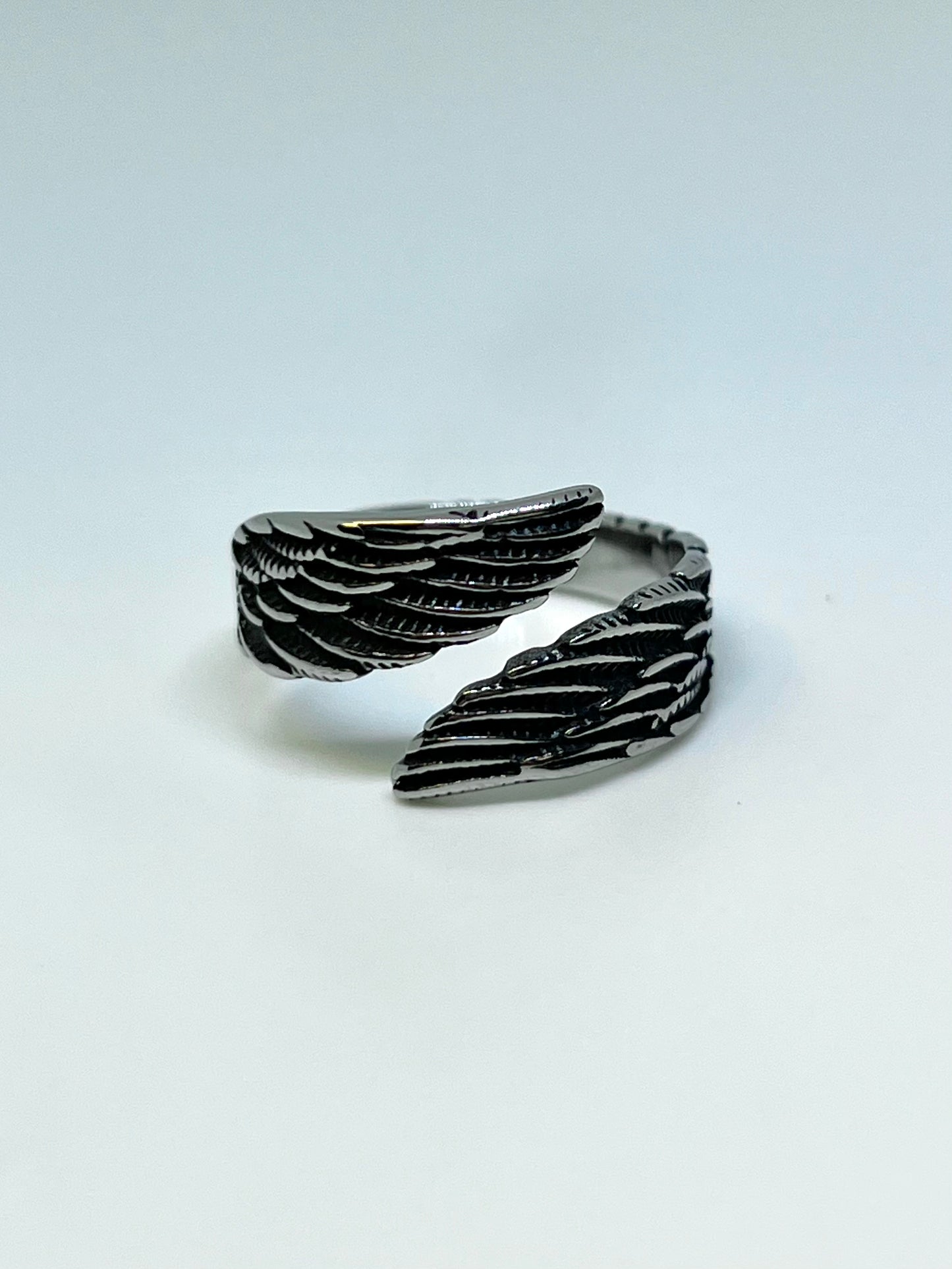 Silvery Stainless Steel Wings Ring