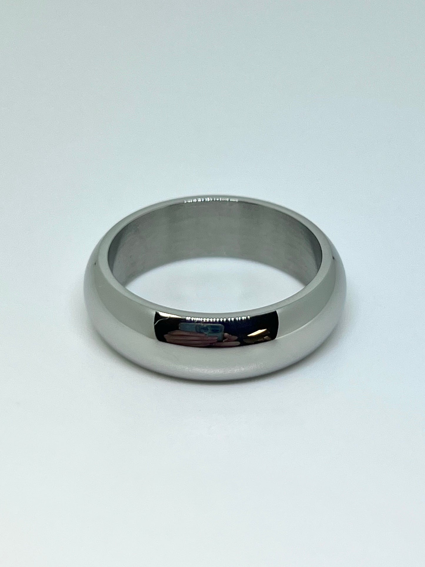 Silvery Polished Stainless Steel Ring